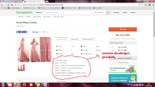 Tokopediaの最小デスクリプション製品